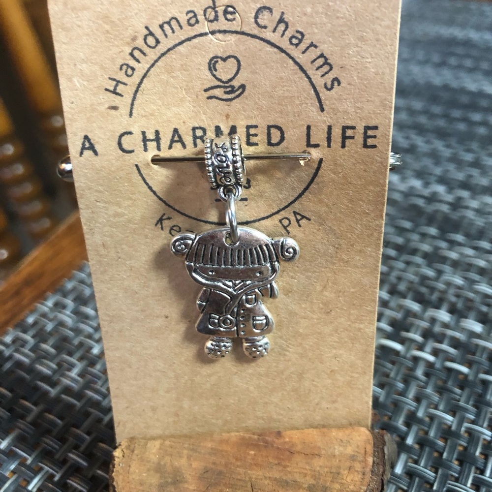 NWT, Handmade by A Charmed Life. Silver Nurse/Doctor on Silver Bail - Picture 1 of 5